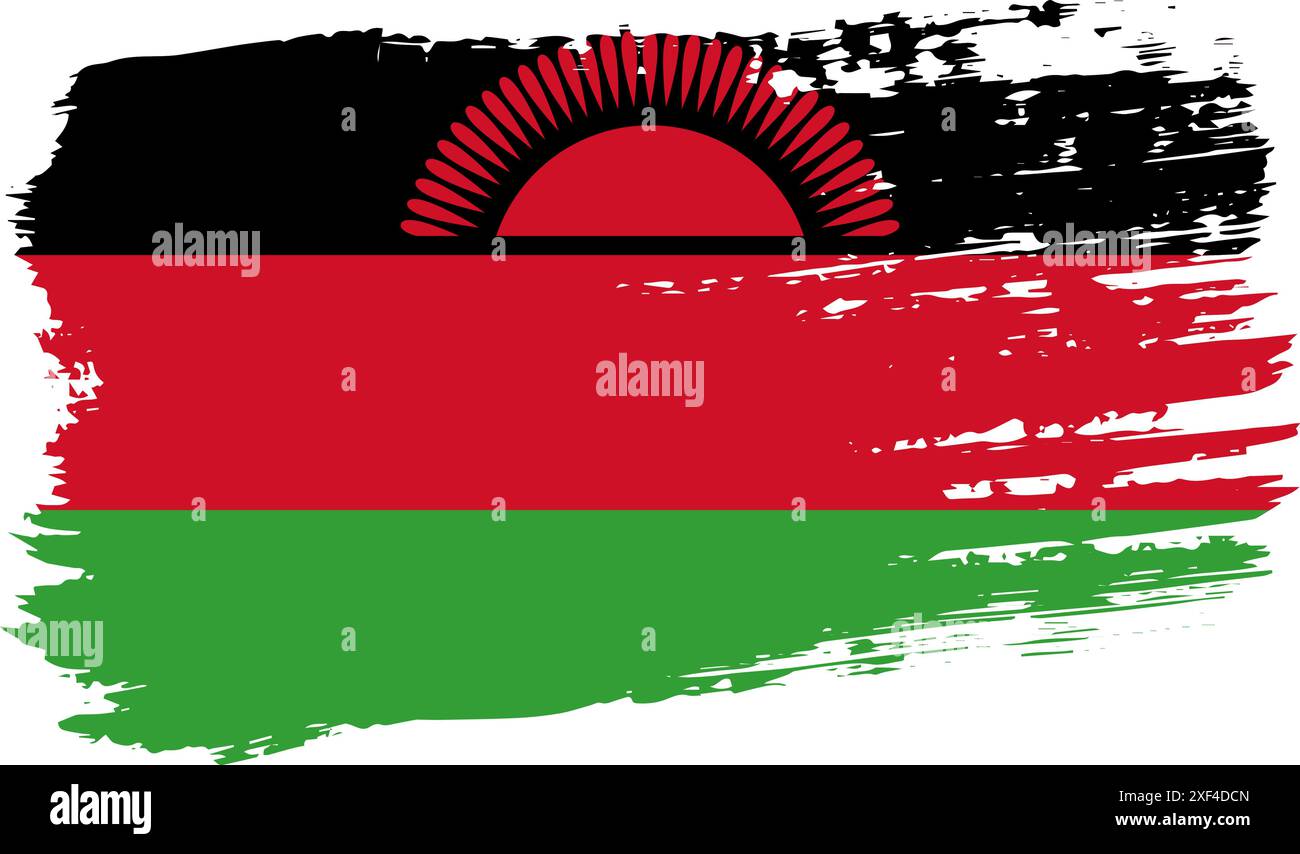 Malawi flag, wide brush stroke on transparent background, vector Stock ...