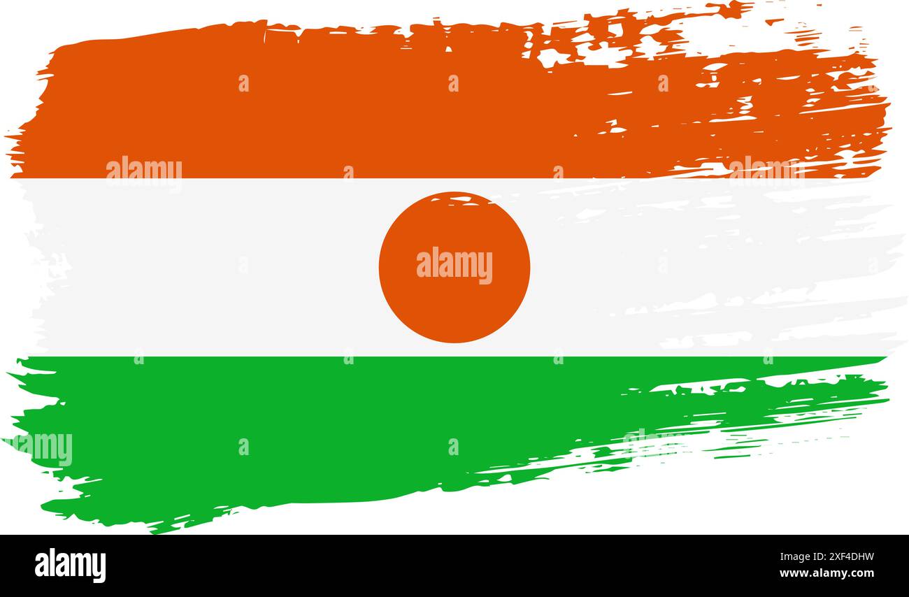 Niger flag, wide brush stroke on transparent background, vector. Stock Vector