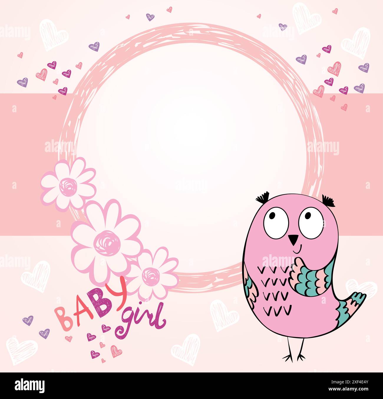 Cute hand drawn frame with cartoon owl Stock Vector Image & Art - Alamy