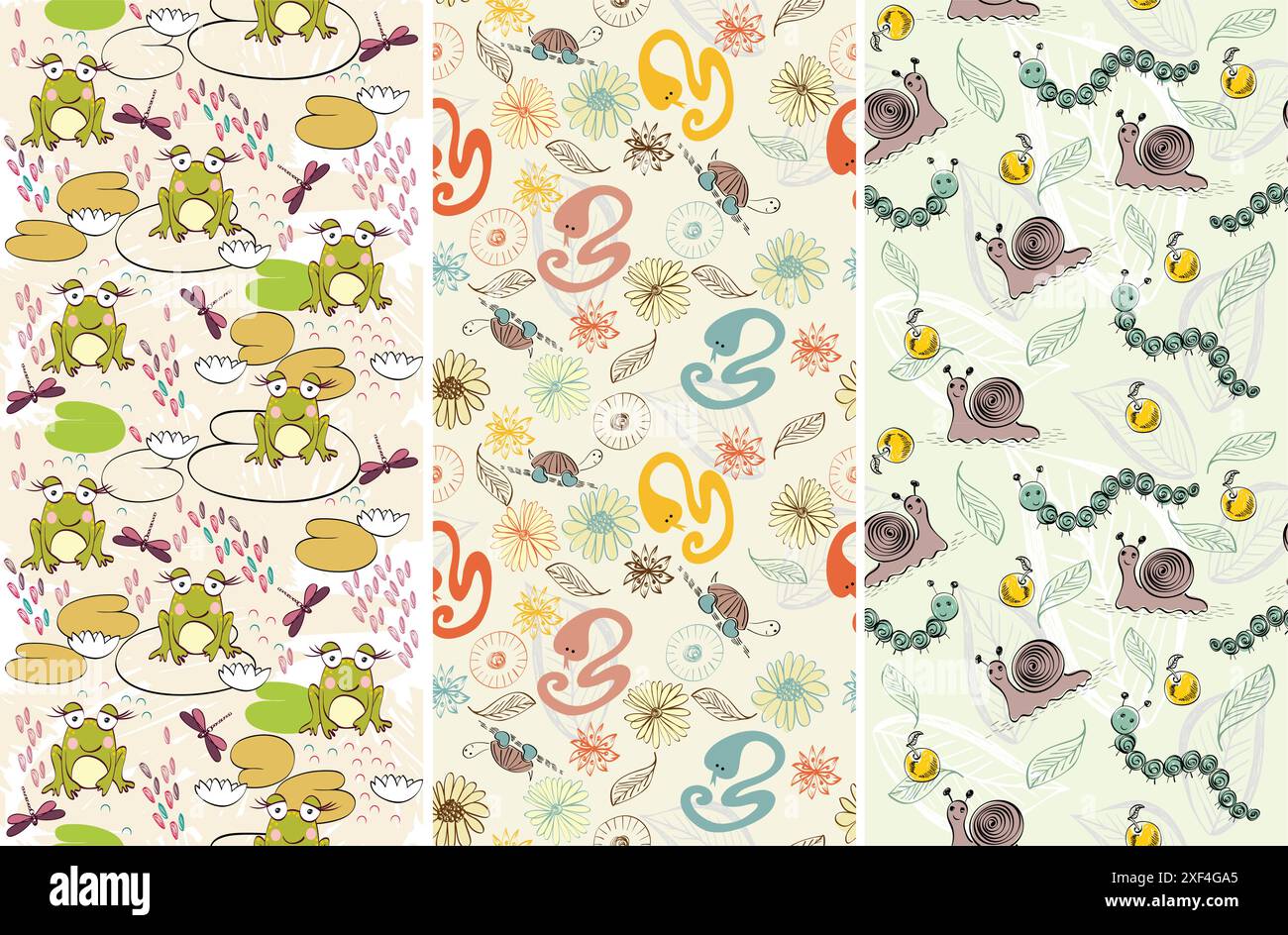 Vector hand drawn seamless patterns with animals Stock Vector Image ...