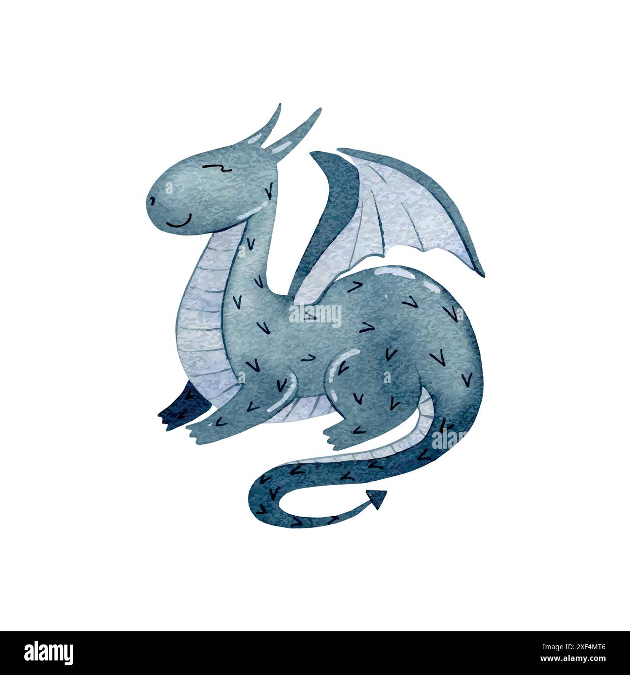 Cute cartoon dragon. Vector watercolor hand drawn illustration Stock ...