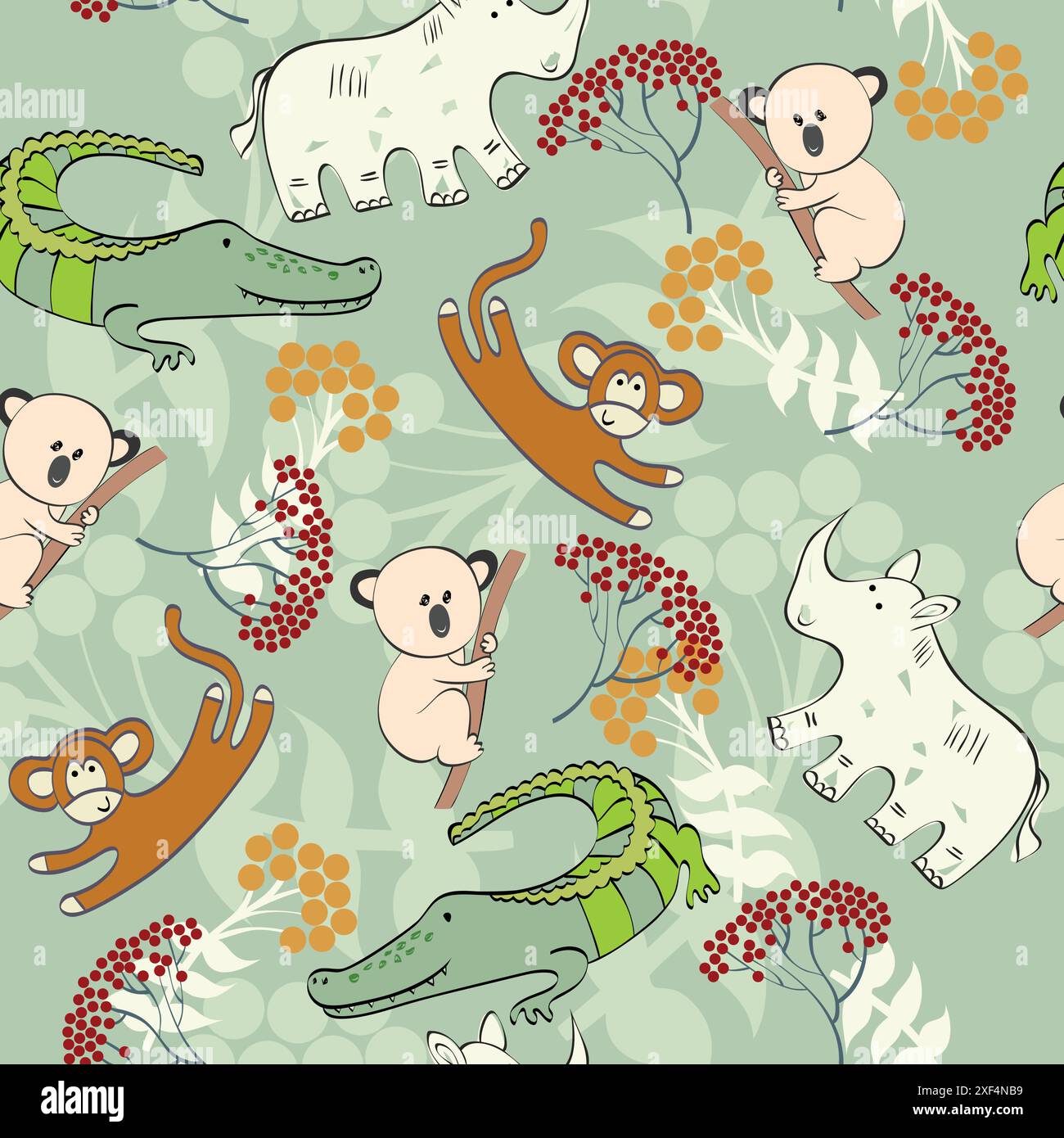 vector hand draw seamless pattern with animals Stock Vector Image & Art ...