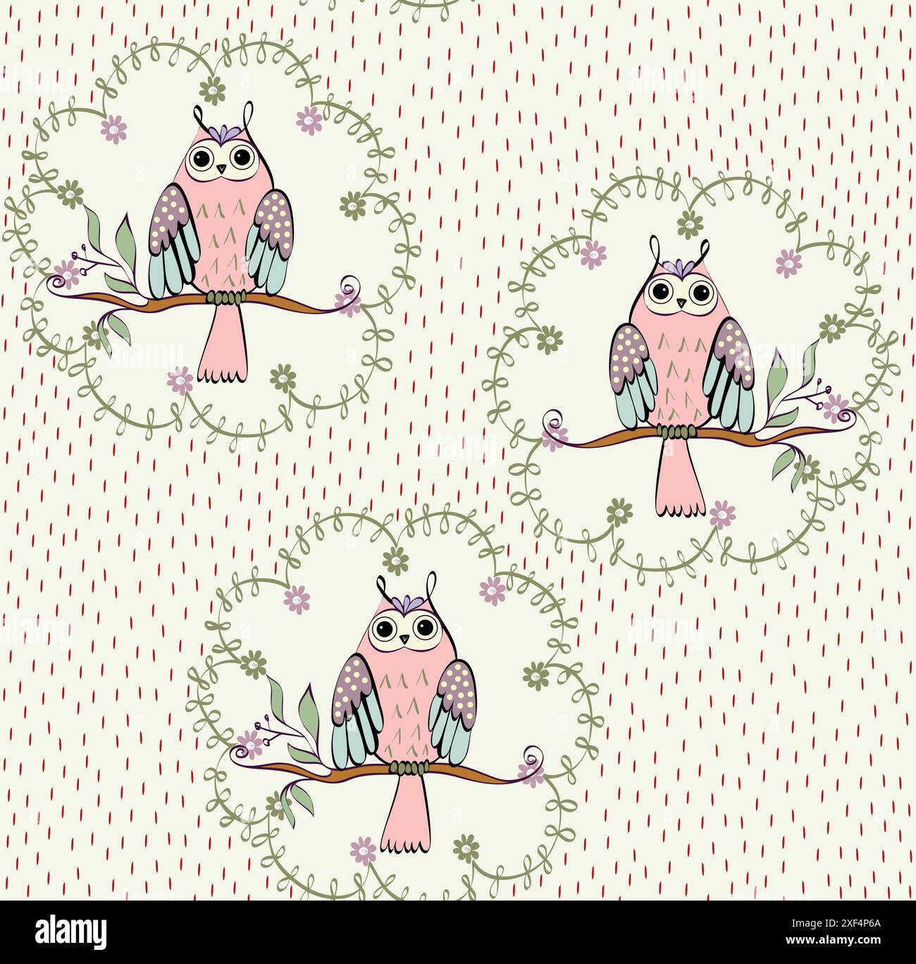 illustration with owl sitting on the branches Stock Vector Image & Art ...