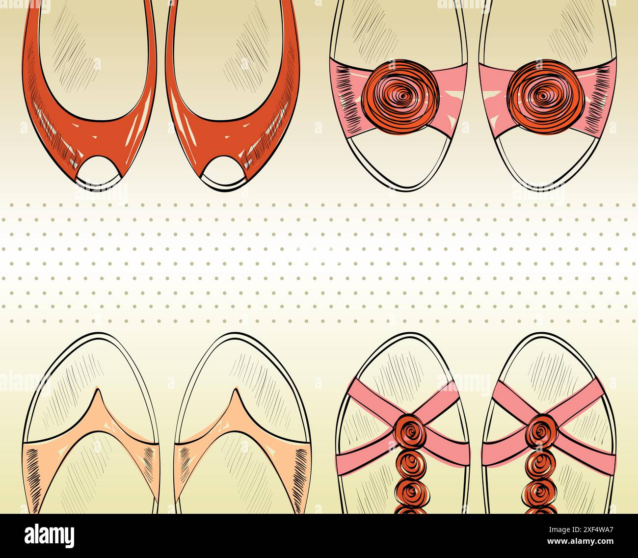 trendy fashion shoes. Fashionable Hand drawn illustration Stock Vector ...