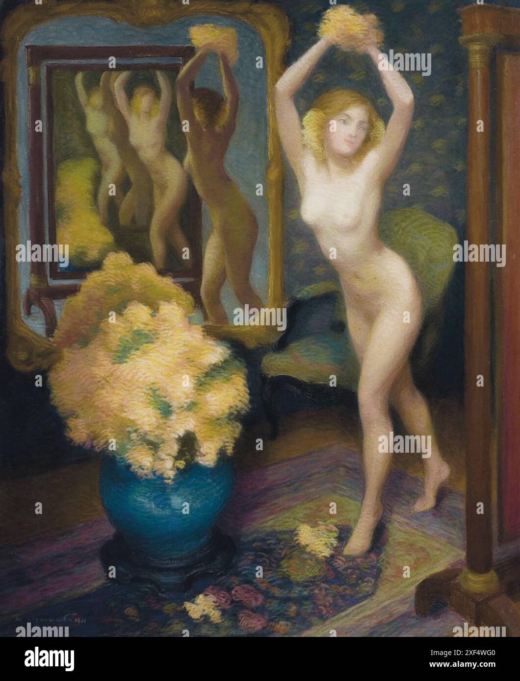 Attributed to Marie Bracquemond but likely the work her son (Pierre Bracquemond) Stock Photo