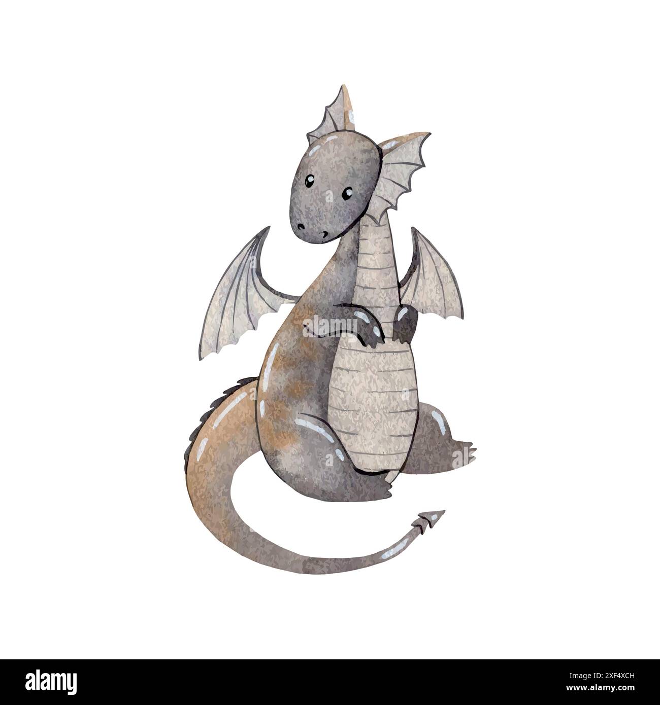Cute cartoon dragon. Vector watercolor hand drawn illustration Stock ...