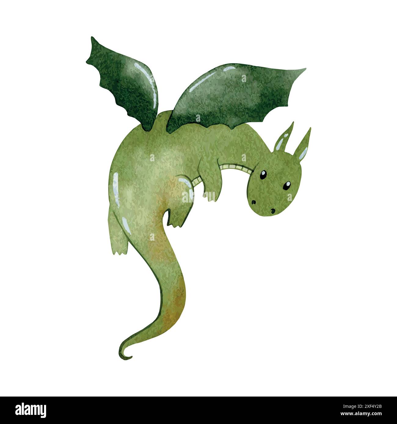 Cute cartoon dragon. Vector watercolor hand drawn illustration Stock ...