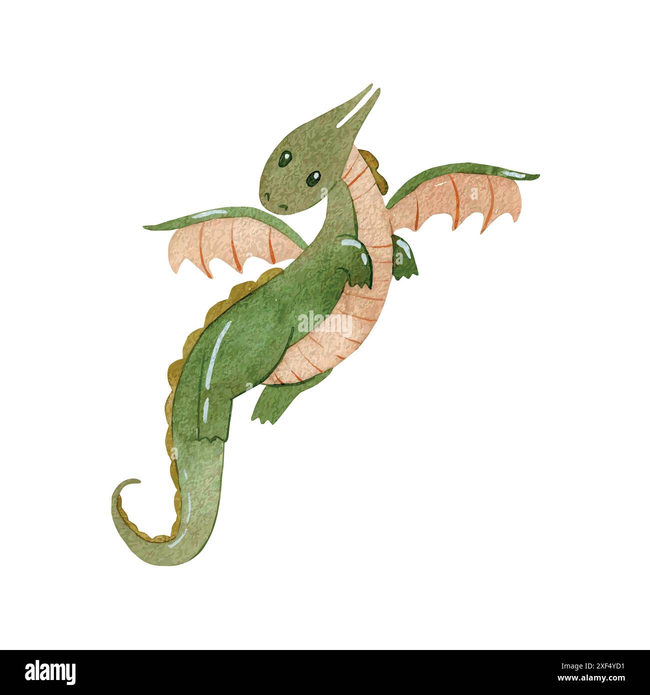 Cute cartoon dragon. Vector watercolor hand drawn illustration Stock ...