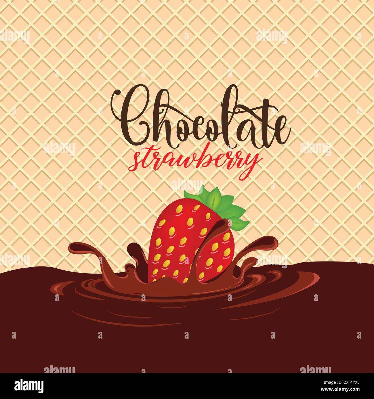 Chocolate strawberry illustration Chocolate bar Stock Vector
