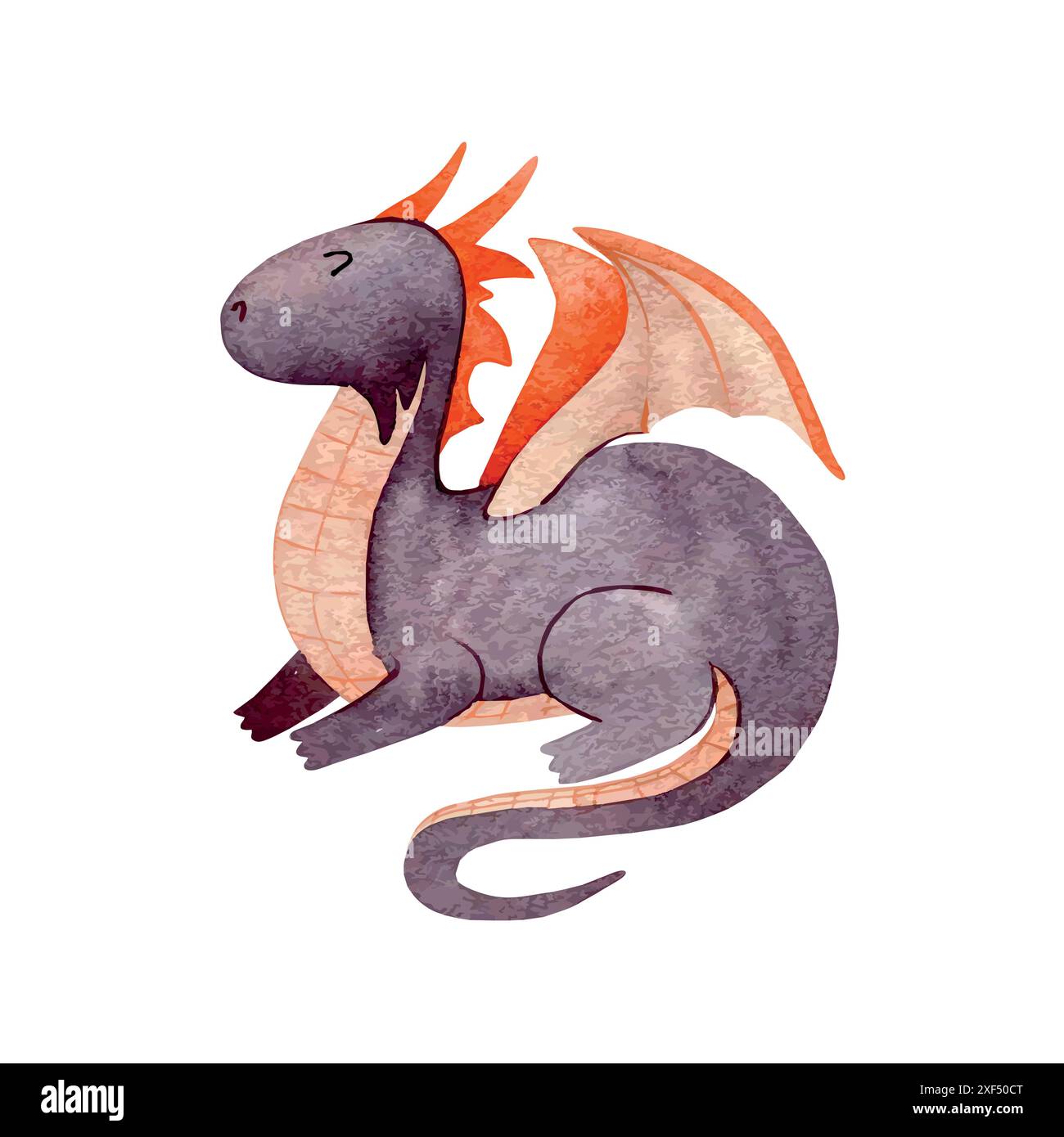 Cute cartoon dragon. Vector watercolor hand drawn illustration Stock ...