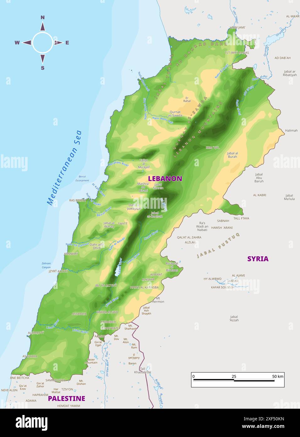 Physical Map Of Lebanon Vector Illustration Stock Vector Image Art Physical Map Of Lebanon Vector Illustration 2XF50KN