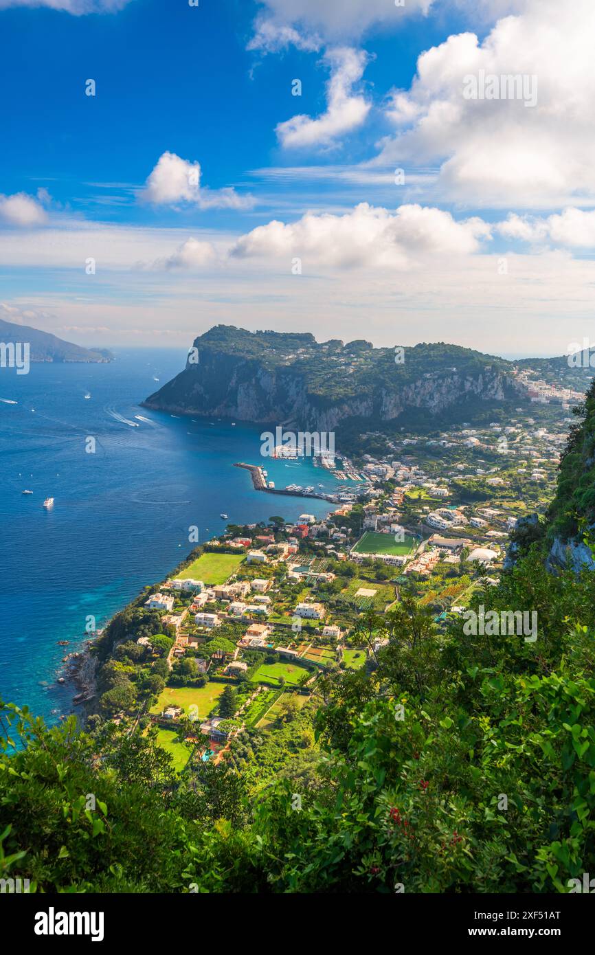Capri, Italy aerial view over the Marina Grande. Stock Photo
