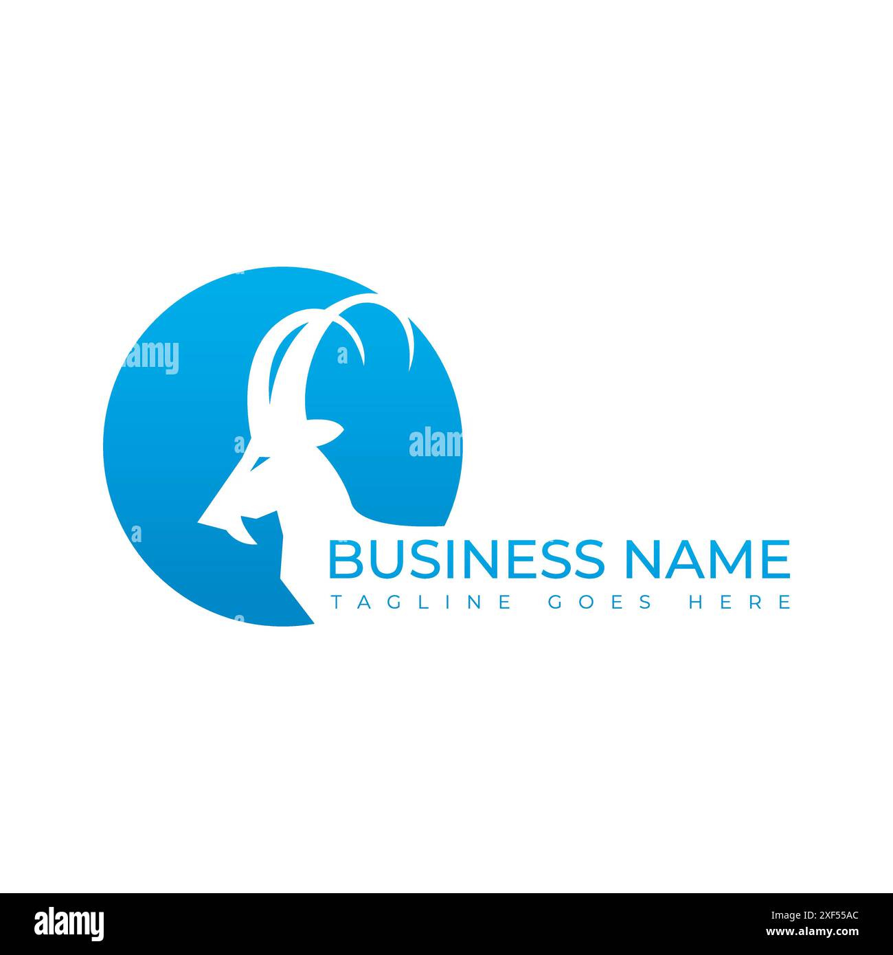 Negative space goat head Logo design on circular shape. Goat logo design in negative space vector image Stock Vector