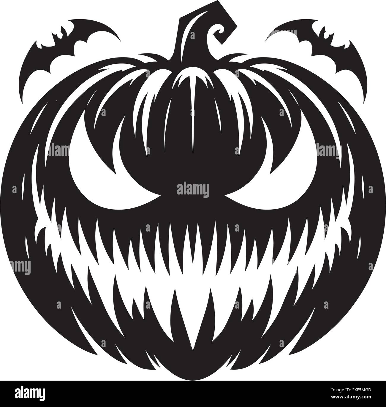 Halloween scary face pumpkin silhouette vector illustration isolated on ...