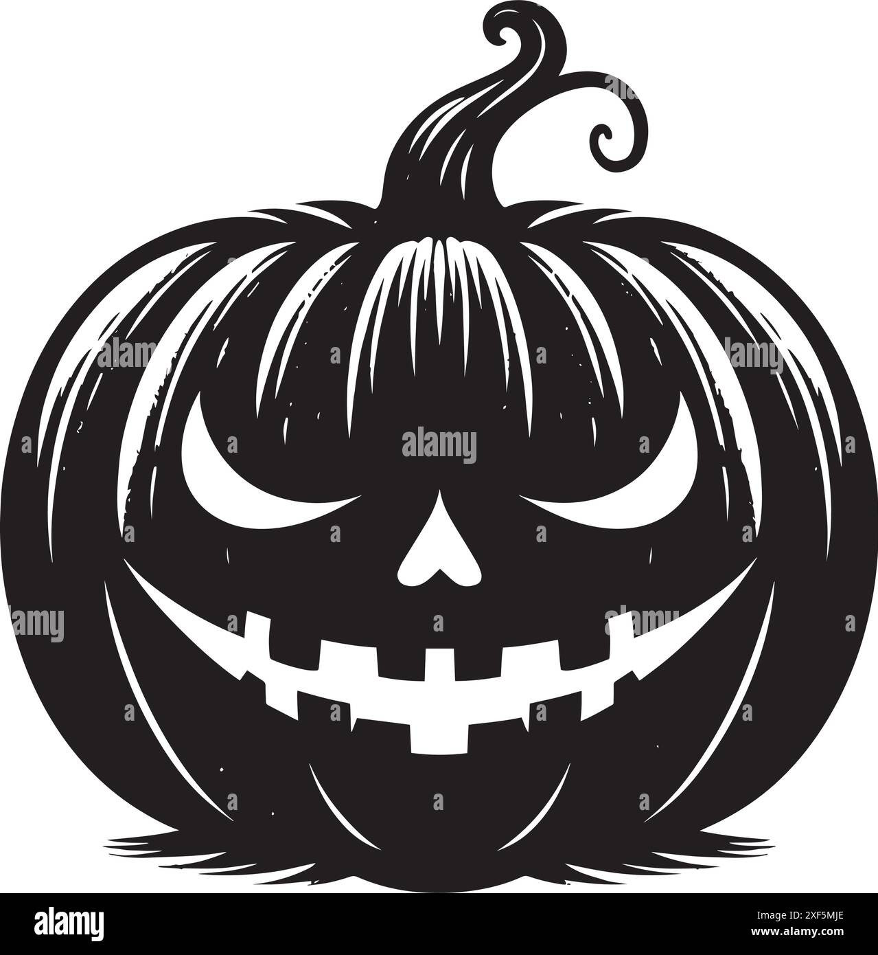 Halloween scary face pumpkin silhouette vector illustration isolated on ...