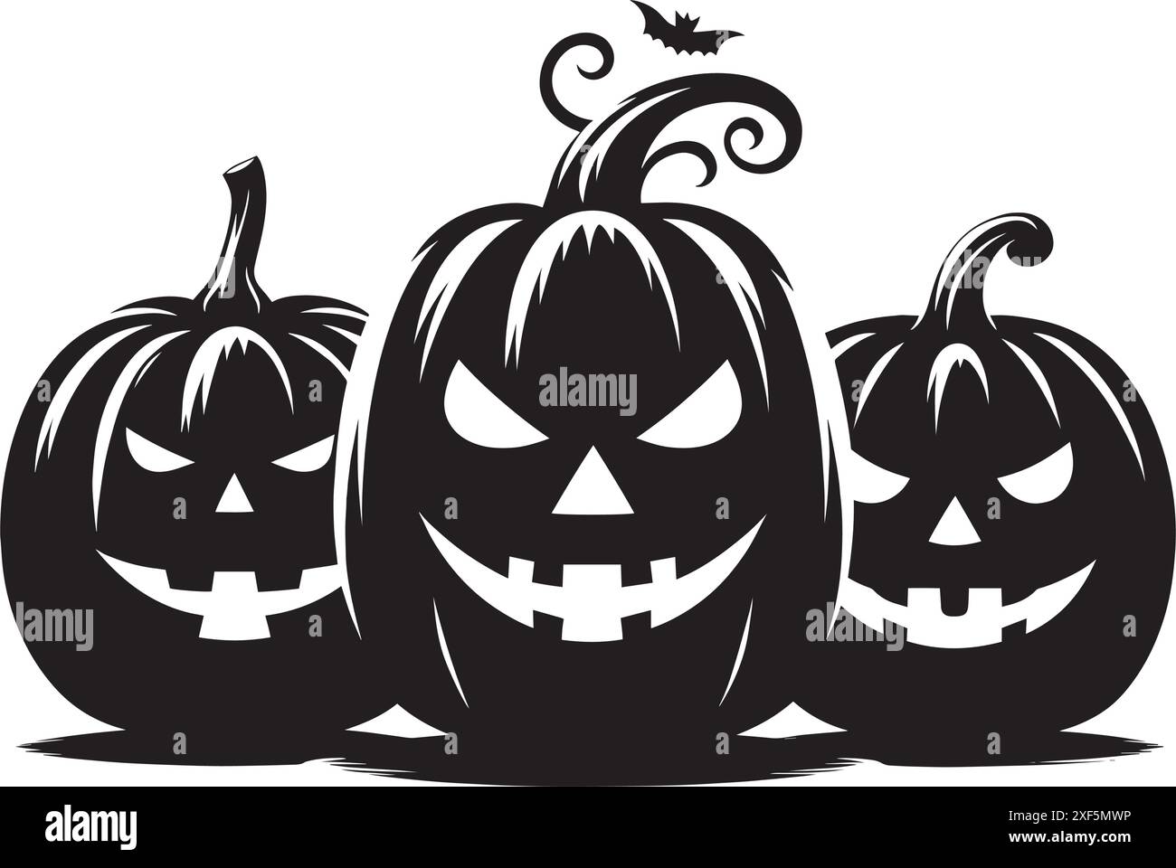 Halloween scary face pumpkin silhouette vector illustration isolated on ...