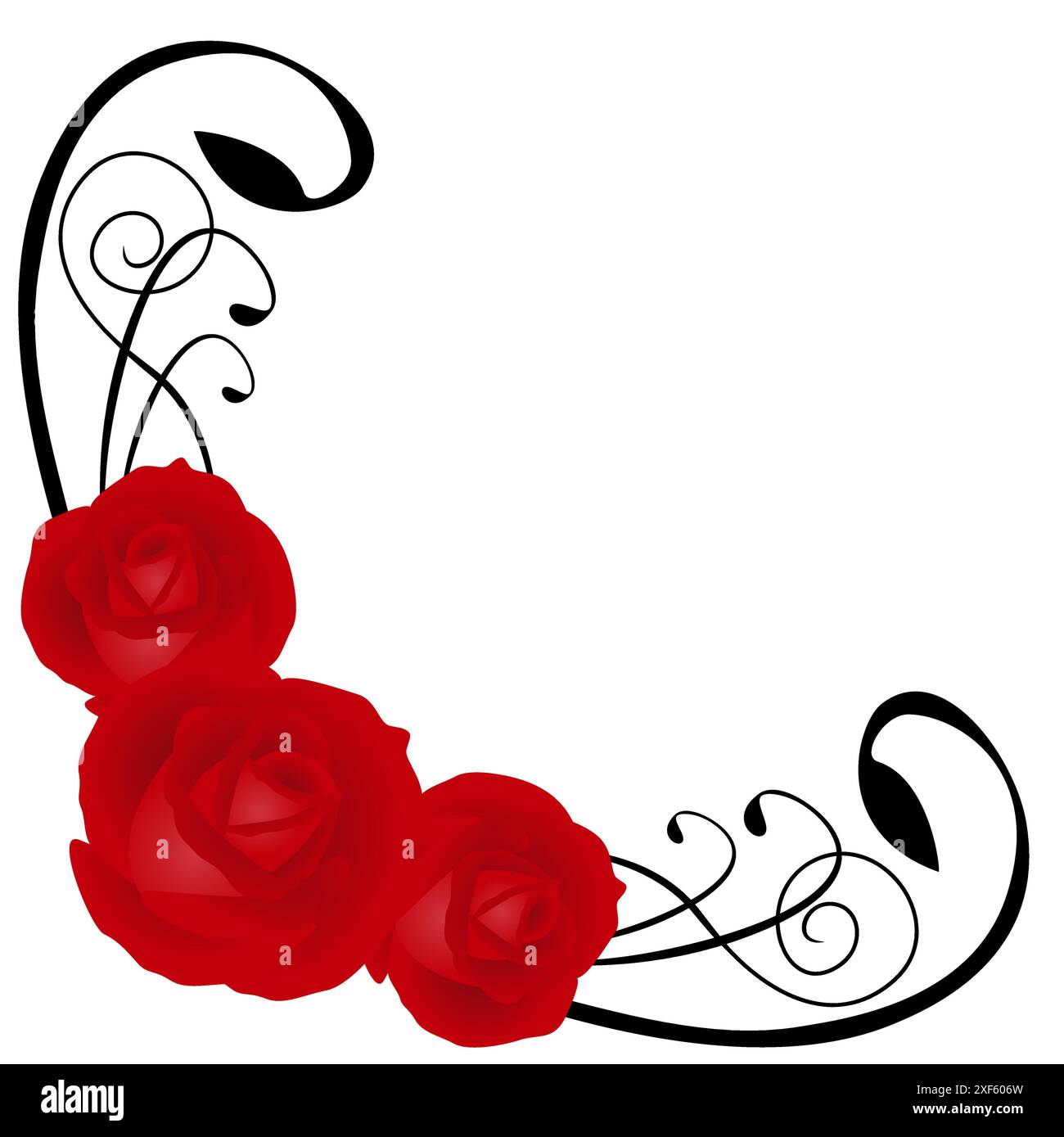 Corner with red roses on a white background Stock Vector Image & Art ...