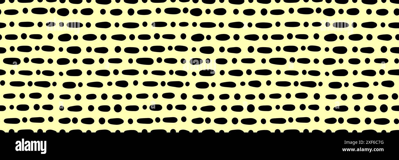 Small dash pattern. Seamless minimal dash pattern, small elements on yellow background. Stock Vector