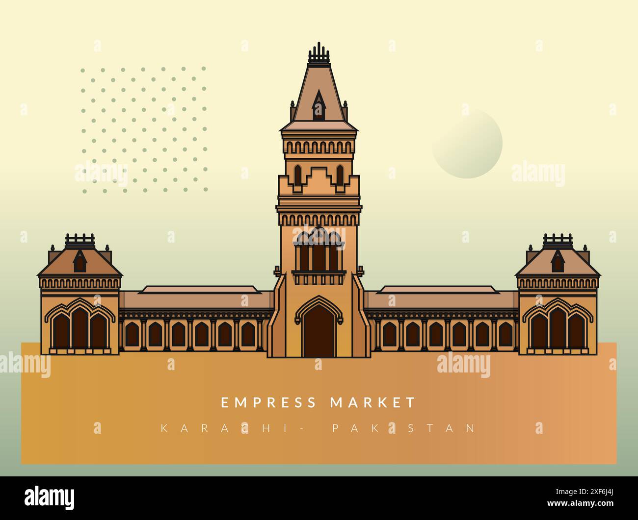 Empress Market - Saddar Town of Karachi, Pakistan - Stock Illustration as EPS 10 File Stock Vector