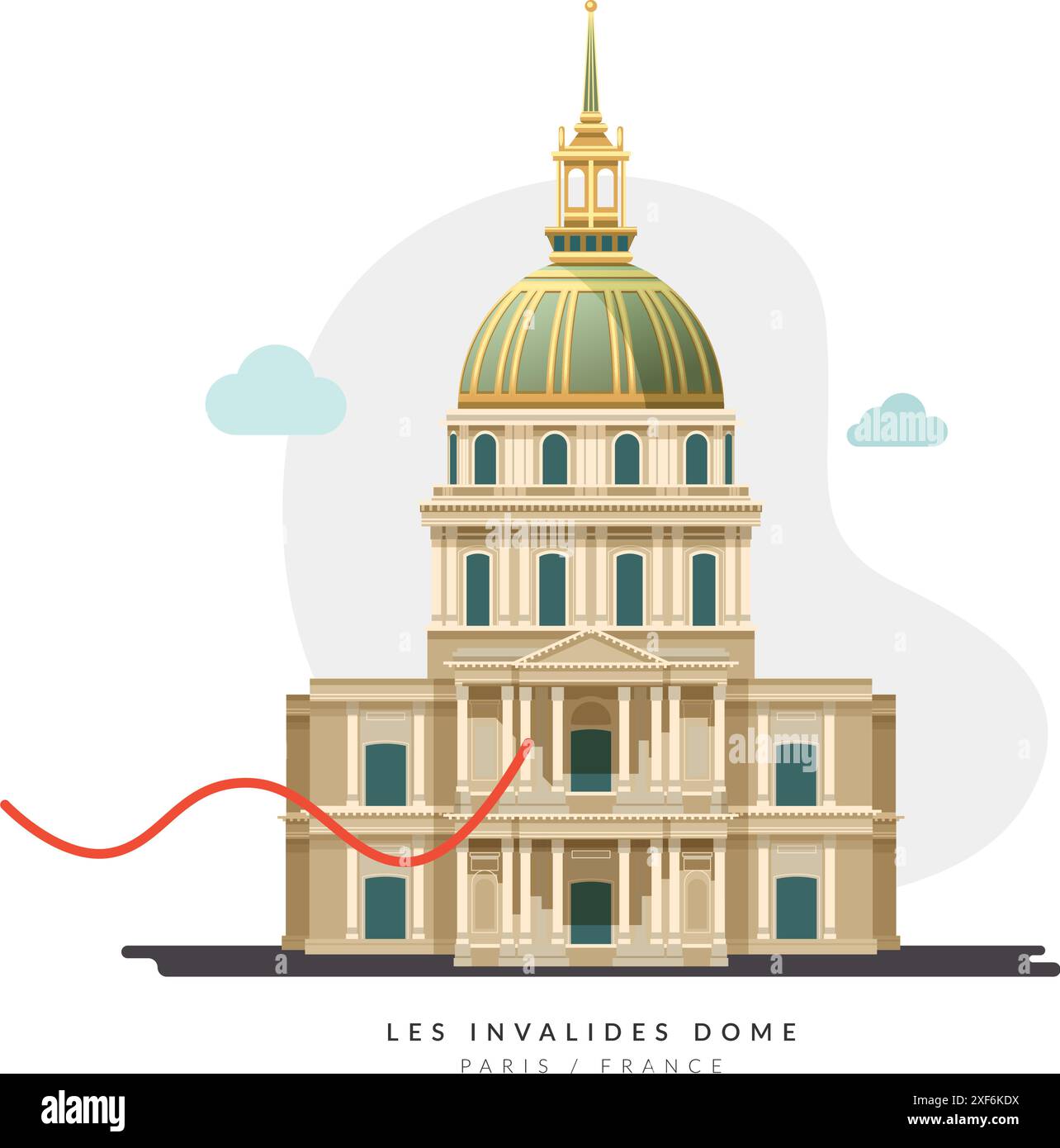 The Dome des Invalides - Paris, France - Stock Illustration as EPS 10 File Stock Vector