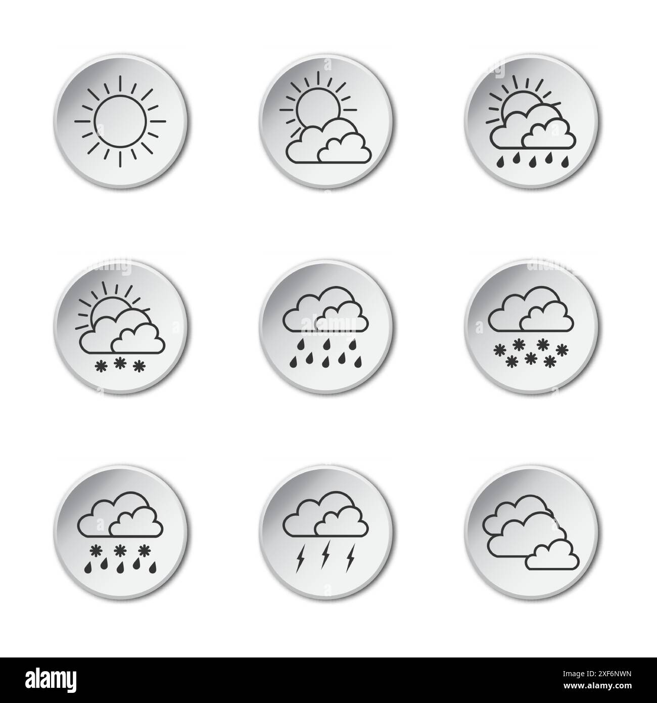 Weather icon set. Line collection. Vector flat illustration Stock Vector