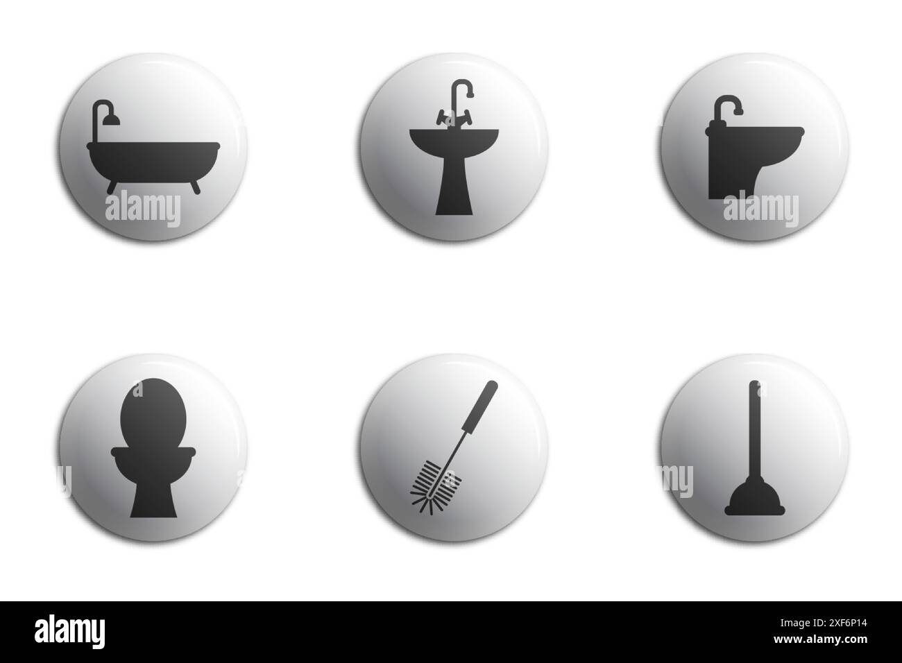 Bathroom toilet icon set. Vector flat illustration Stock Vector