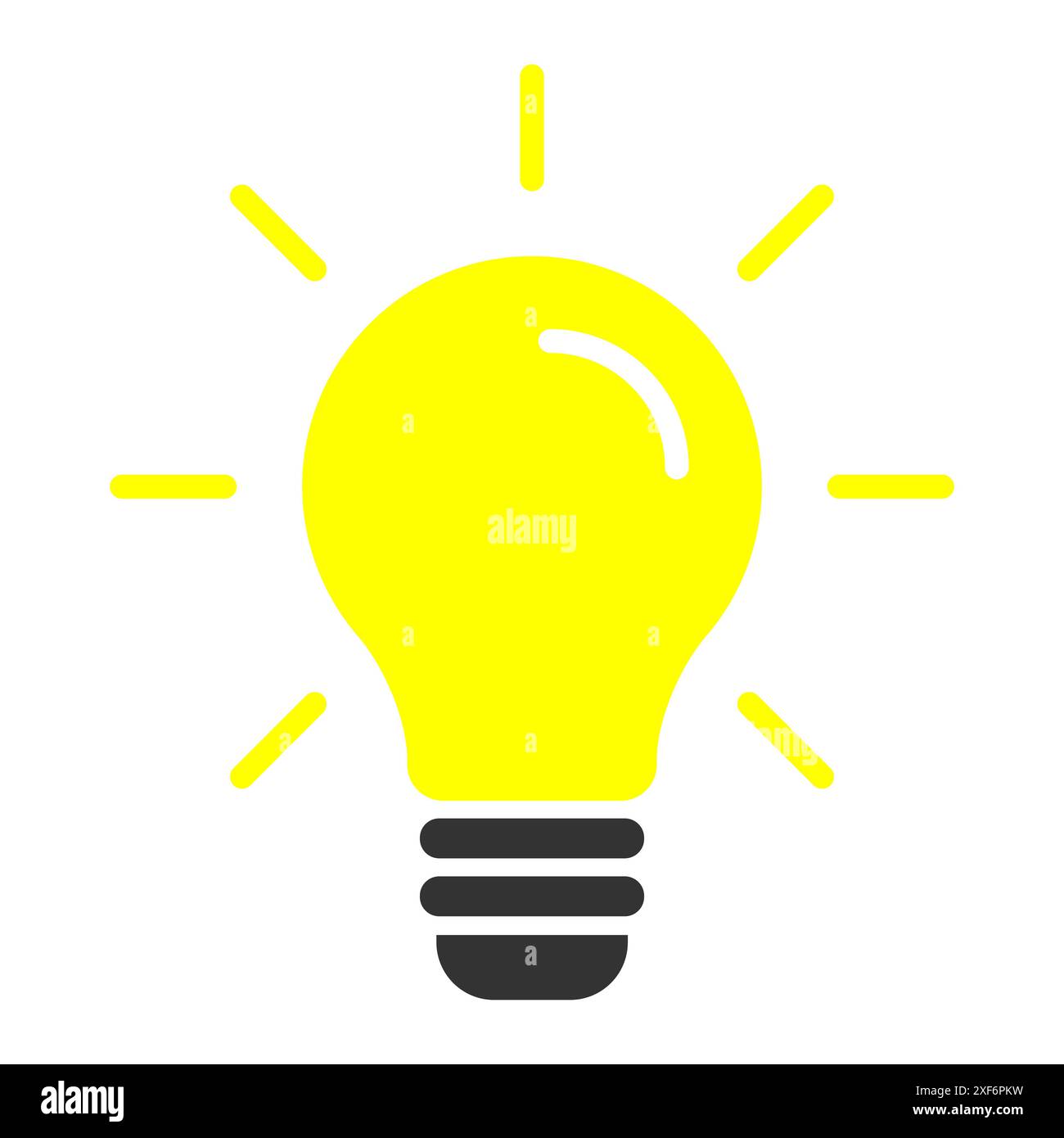 Bulb light idea icon. Lamp with rays shine. Flat vector illustration. Stock Vector