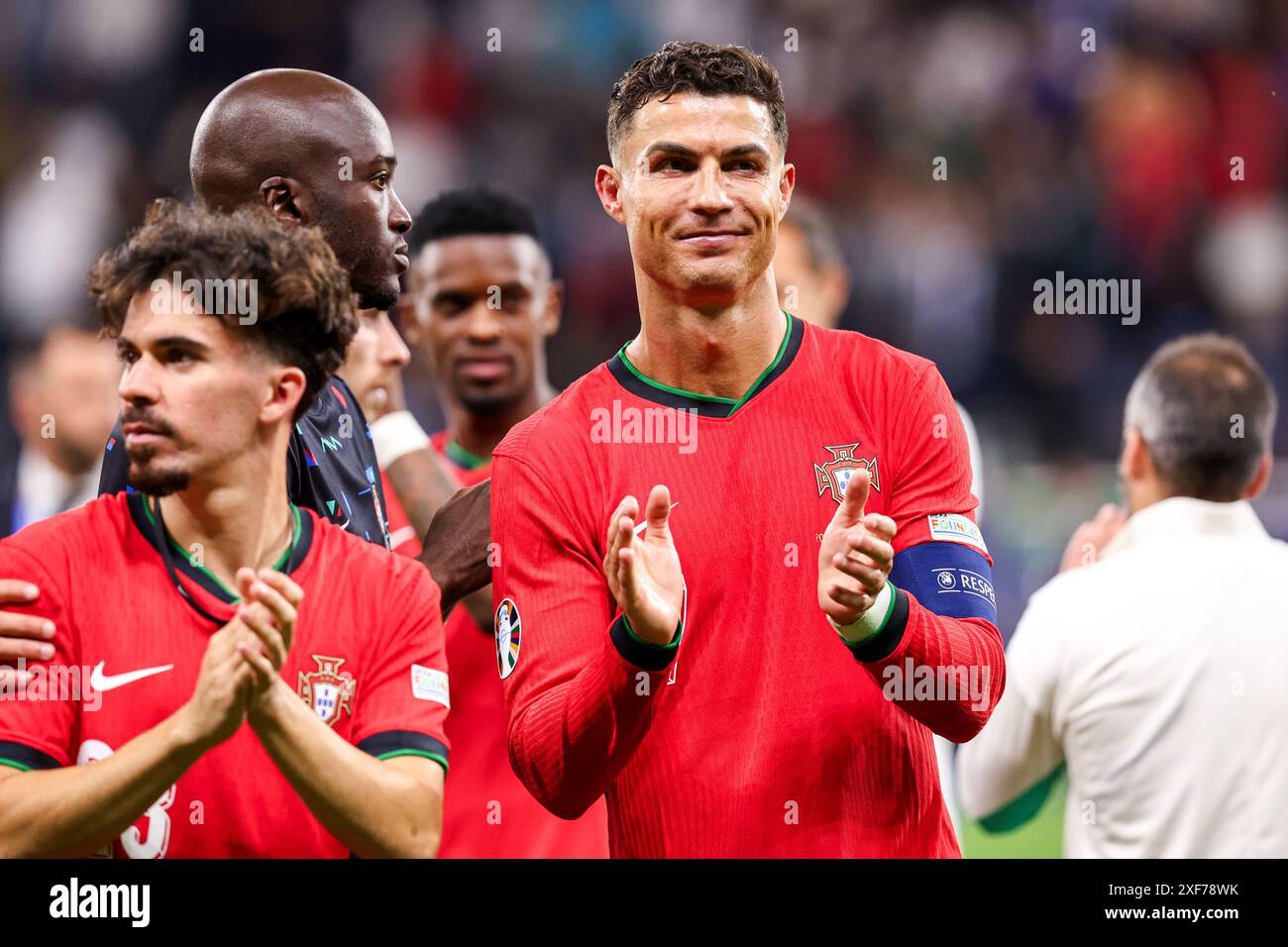 FRANKFURT, GERMANY JULY 1 Cristiano Ronaldo of Portugal celebrates