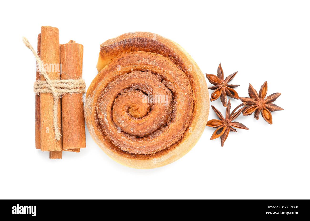 Tasty cinnamon roll on white background Stock Photo - Alamy