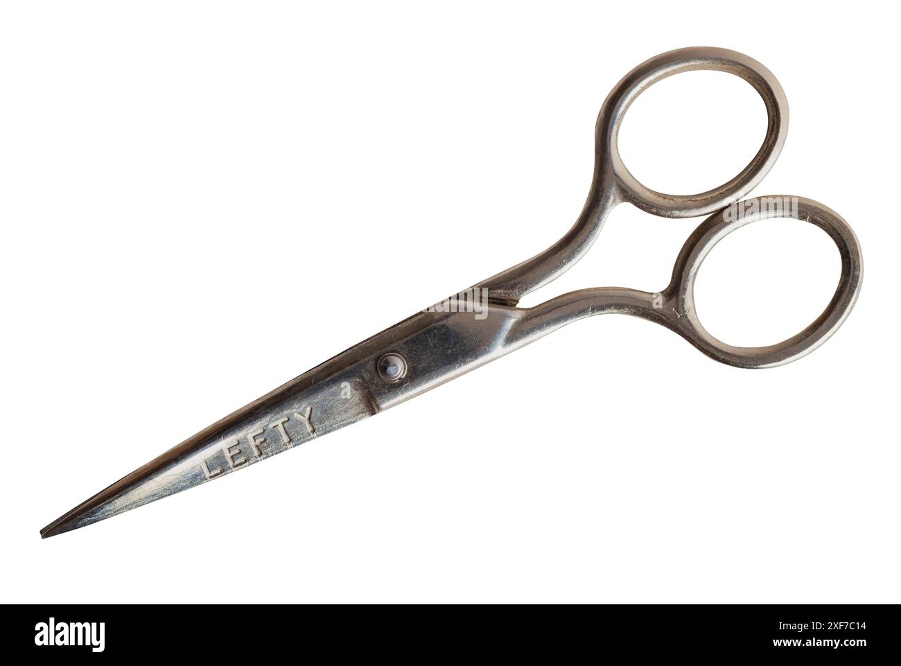 Closed Lefty Scissors Cut Out on White. Stock Photo