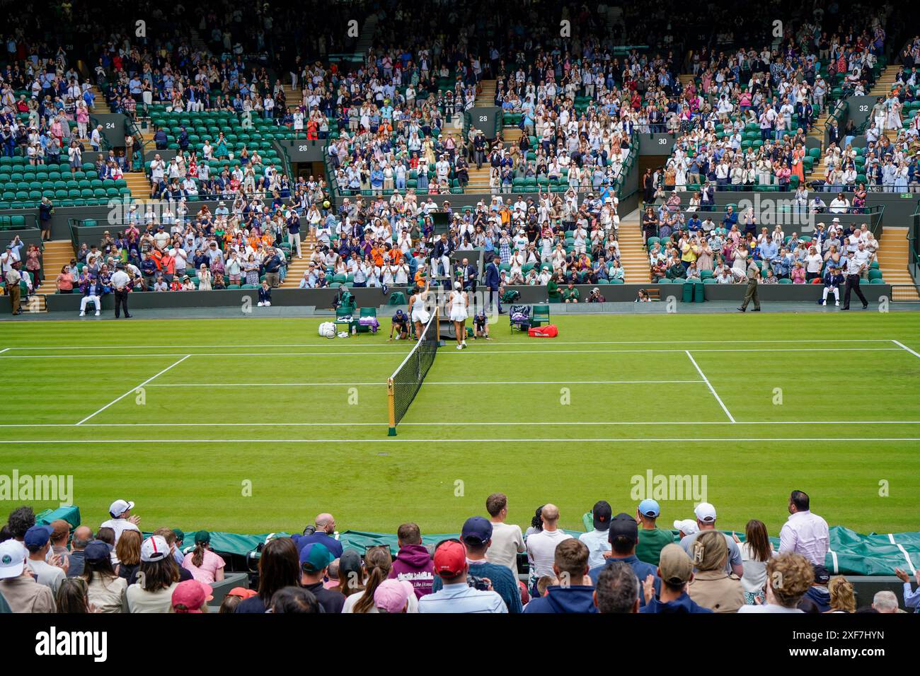 Madison Keys beats Martina Trevisan on Court 1, on day 1 of the Wimbledon Championships Stock Photo