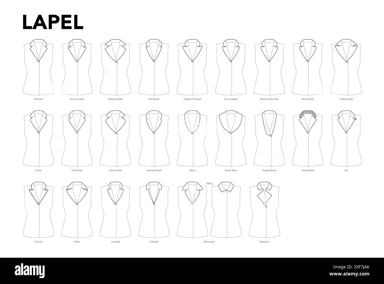 Set of Lapels and collars for tops shirts jackets blouses coats Set of Lapels and collars for tops shirts jackets blouses coats