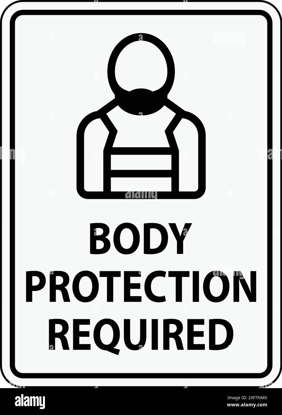 A clear safety sign indicating the mandatory use of body protection