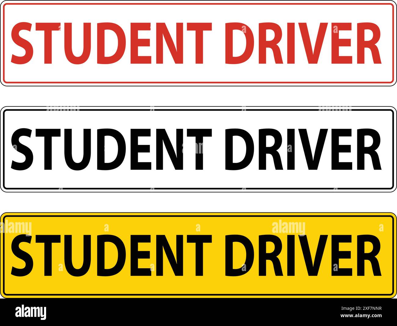 Student Driver Magnetic Car Sign, Student Driver Stock Vector