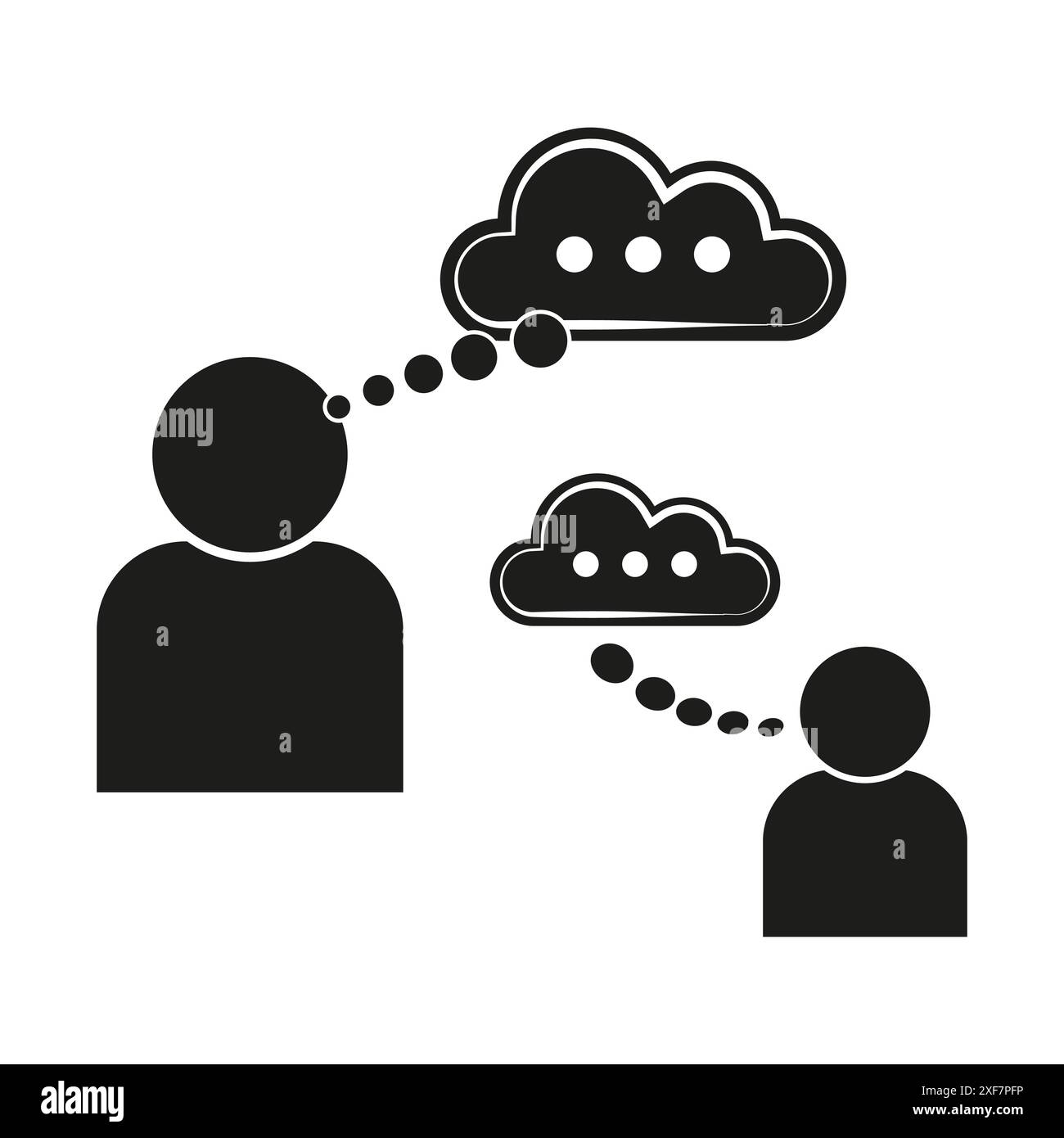Communication icons set. People with speech bubbles. Black and white ...