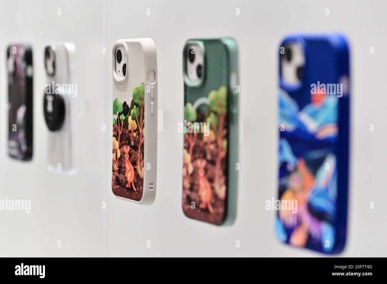 TW-03.16.24: Photo of colorful phone cases, offering protection and style with a variety of designs to suit your preferences. Stock Photo