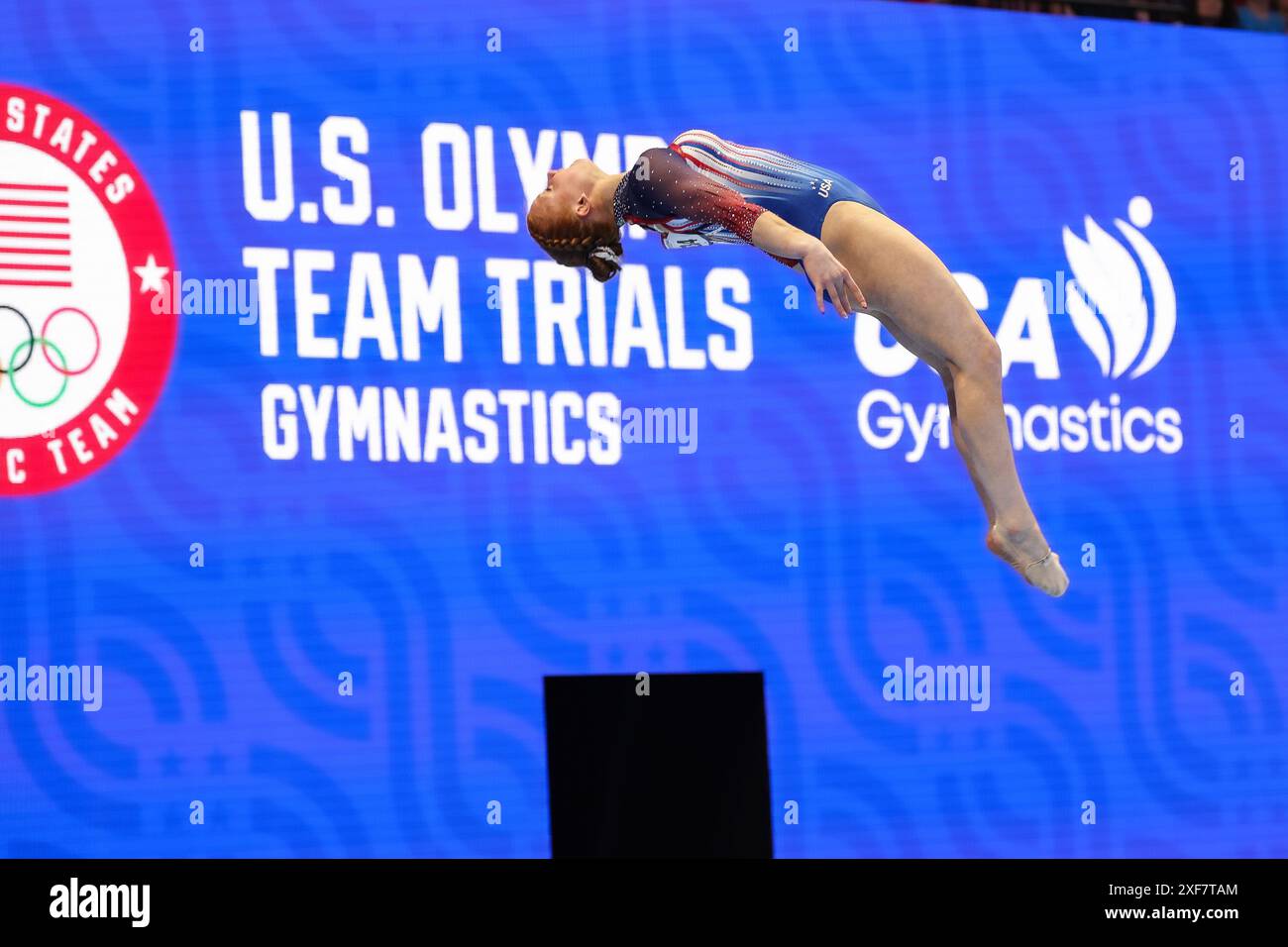 June 30, 2024 Dulcy Caylor does a tumbling pass during her floor