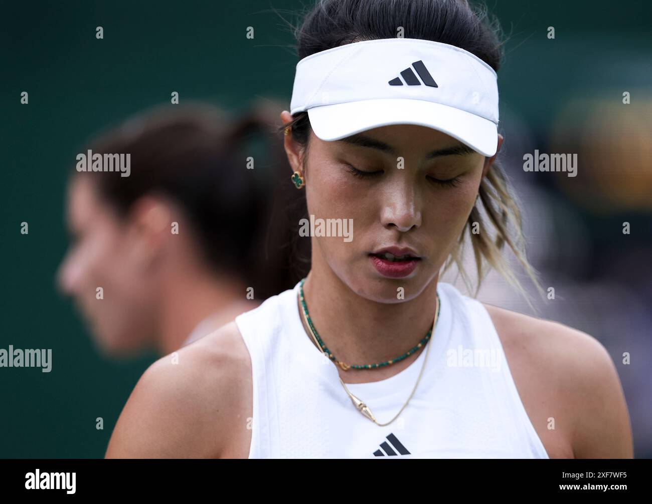 London, Britain. 1st July, 2024. Wang Qiang reacts during the women's ...