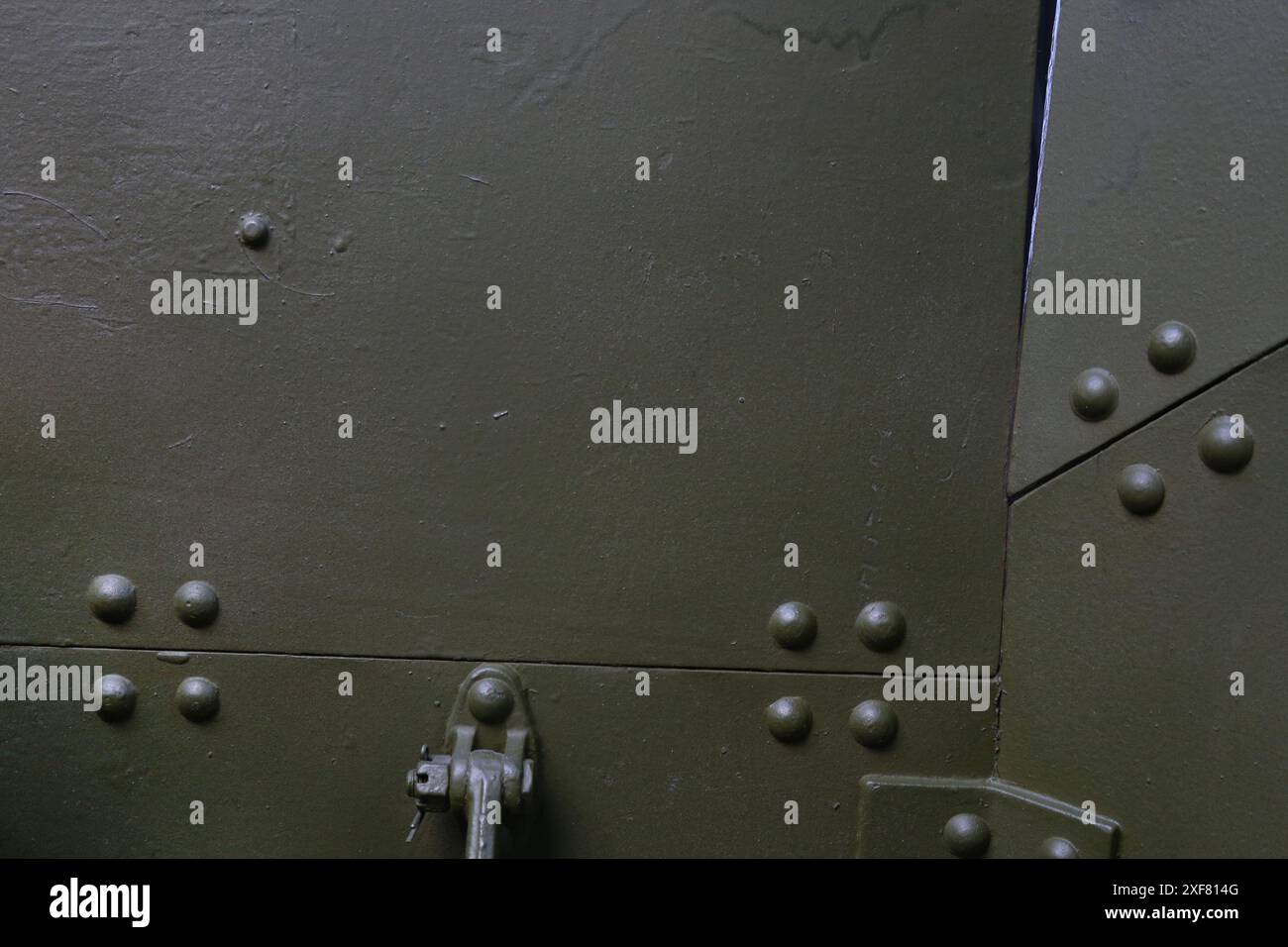 Protective armor shield from artillery guns, green. The surface of the ...
