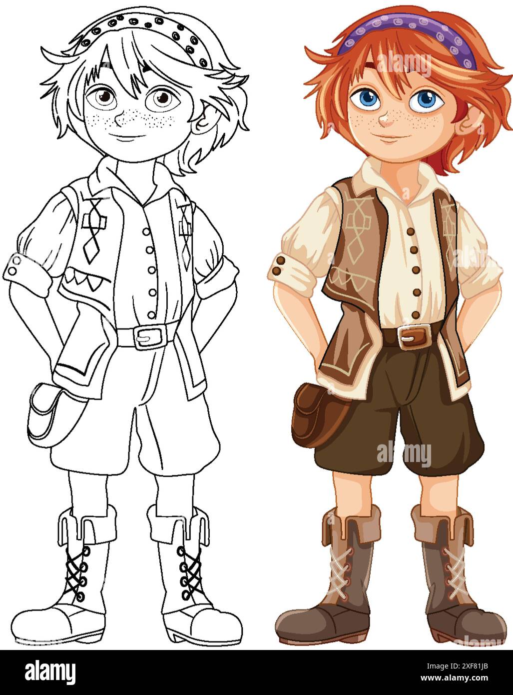 Color and line art of a young boy Stock Vector Image & Art - Alamy
