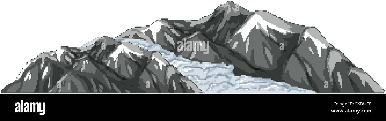 Snow-capped peaks with flowing glacier Stock Vector