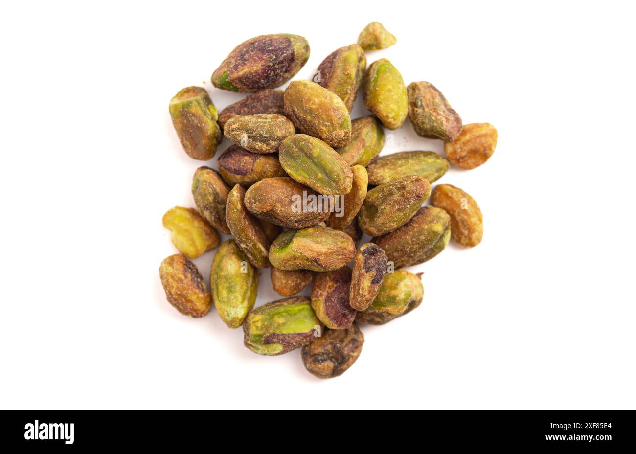 Pistachios without Shells Isolated on a White Background Stock Photo
