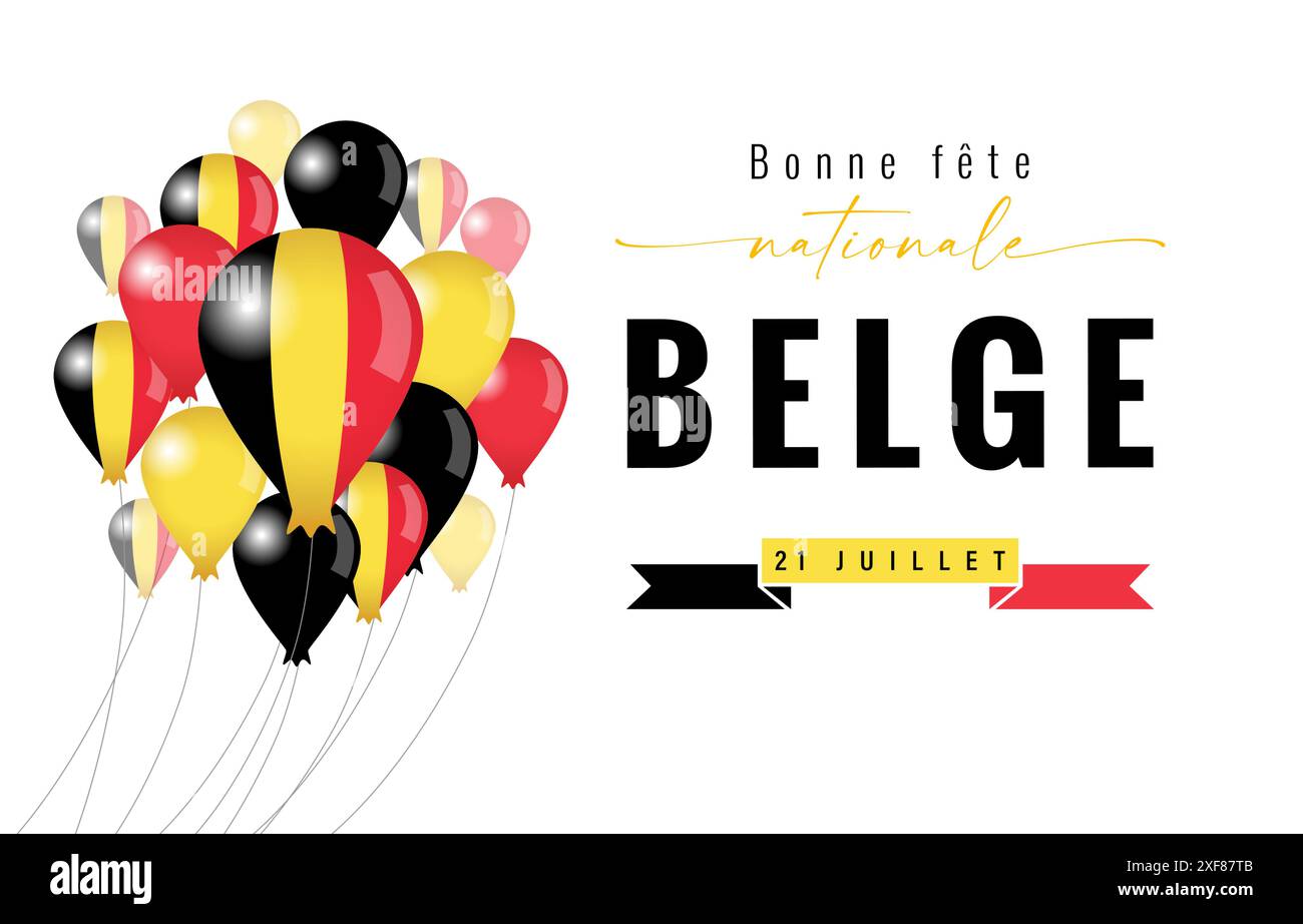 Belgian National Day Holiday Banner With 3D Graphic Elements French Belgian National Day Holiday Banner With 3D Graphic Elements French