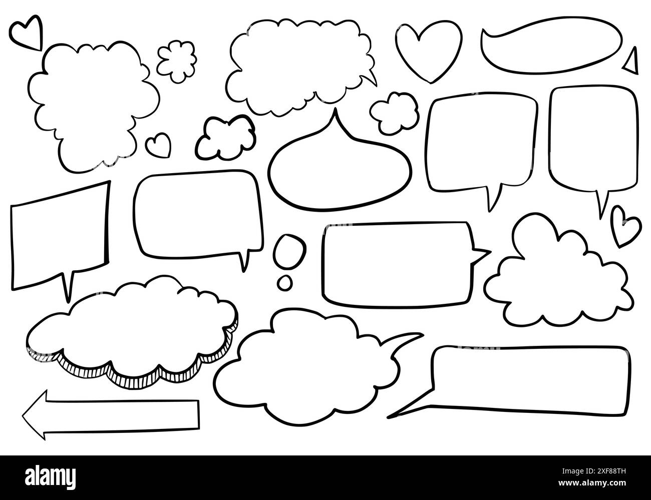 Beautiful hand drawn sketch speech bubble set design Stock Vector Image ...