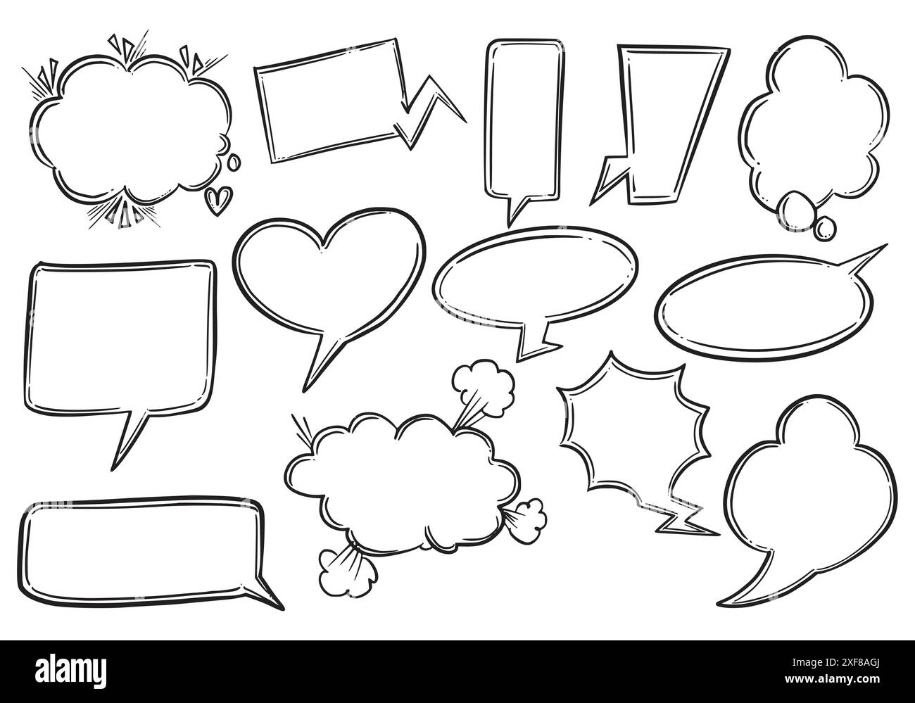 Beautiful hand drawn sketch speech bubble set design Stock Vector Image ...