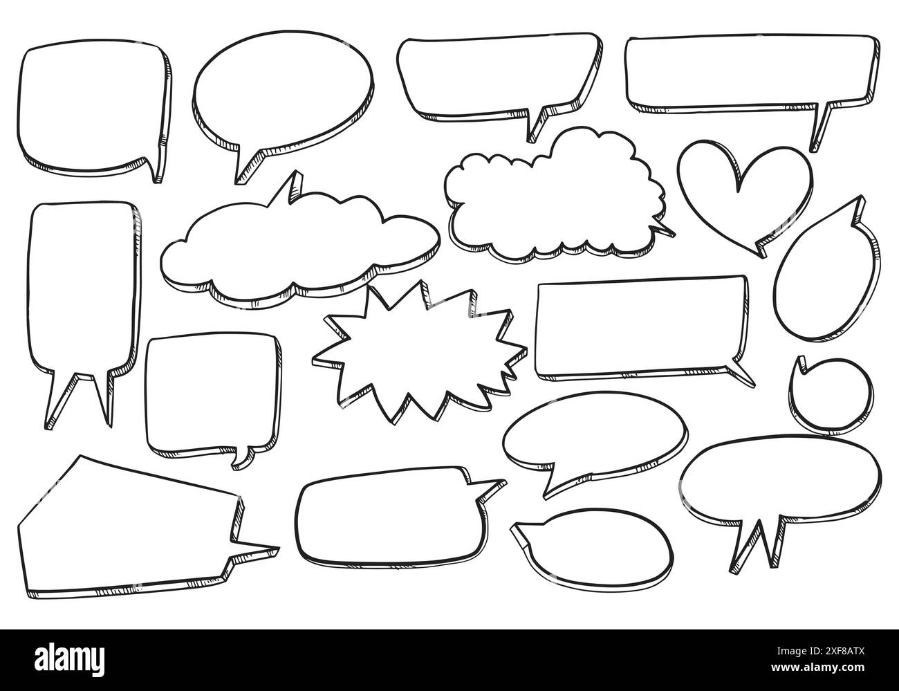 Hand drawn sketch speech bubble set Stock Vector Image & Art - Alamy