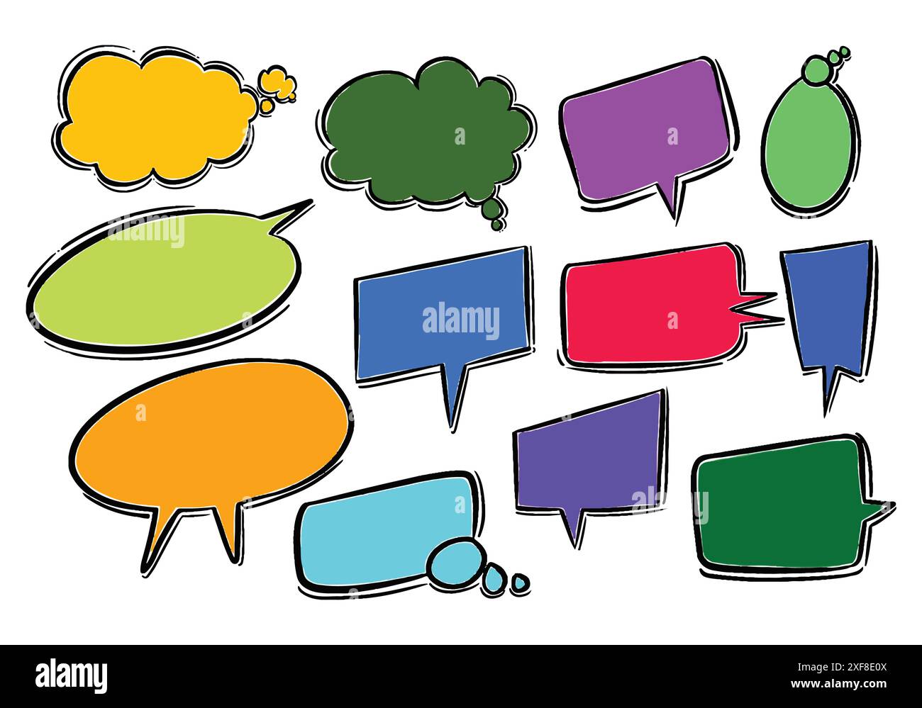 Hand drawn colorful speech bubble set design Stock Vector Image & Art ...