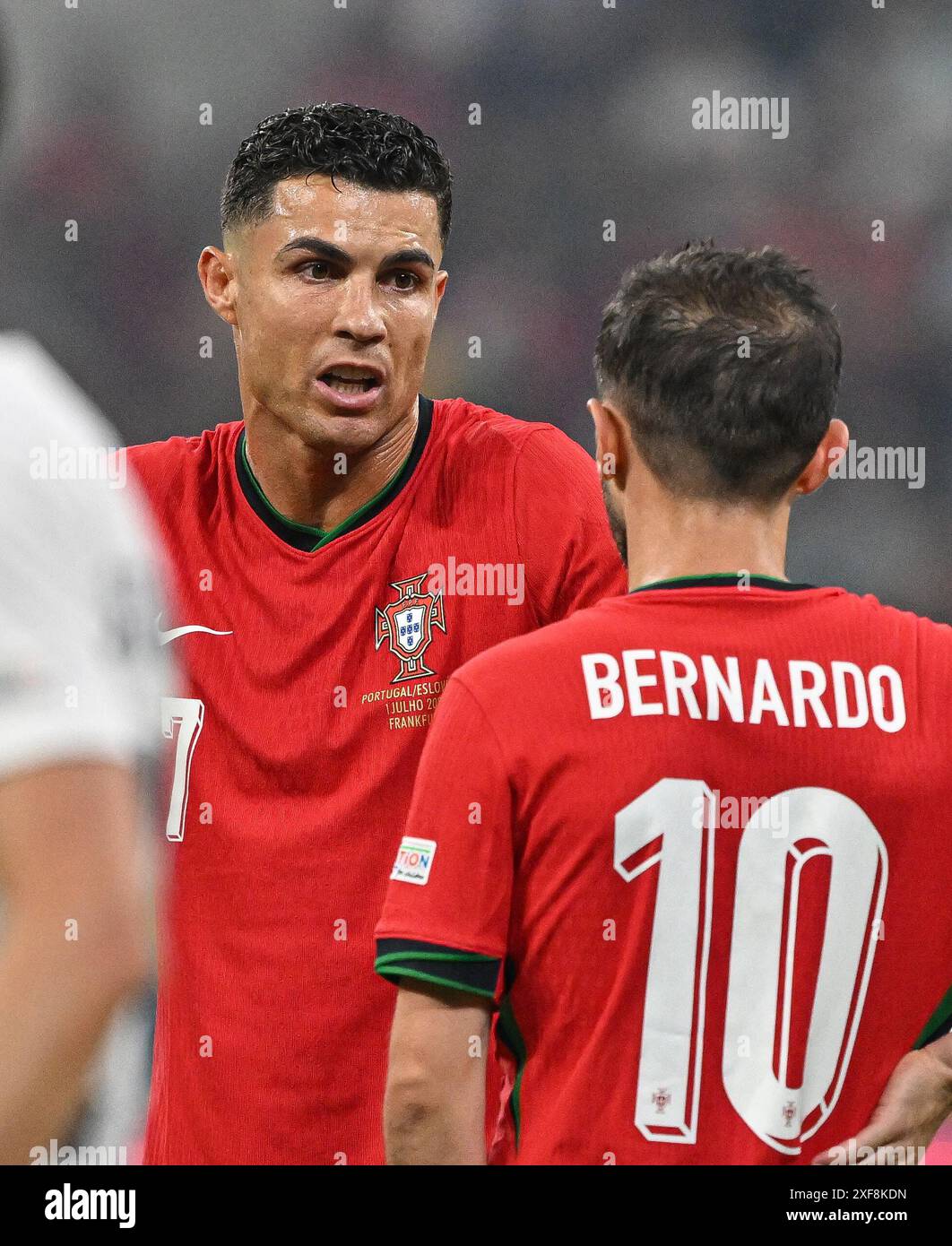Frankfurt, Germany. 1st July, 2024. Cristiano Ronaldo (L) of Portugal