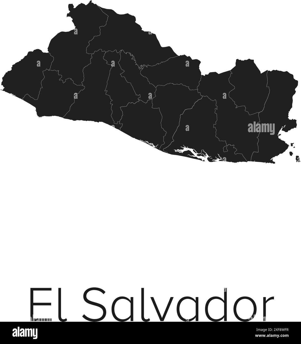 El Salvador Map Vector Illustration - Silhouette, Outline, El Salvador ...