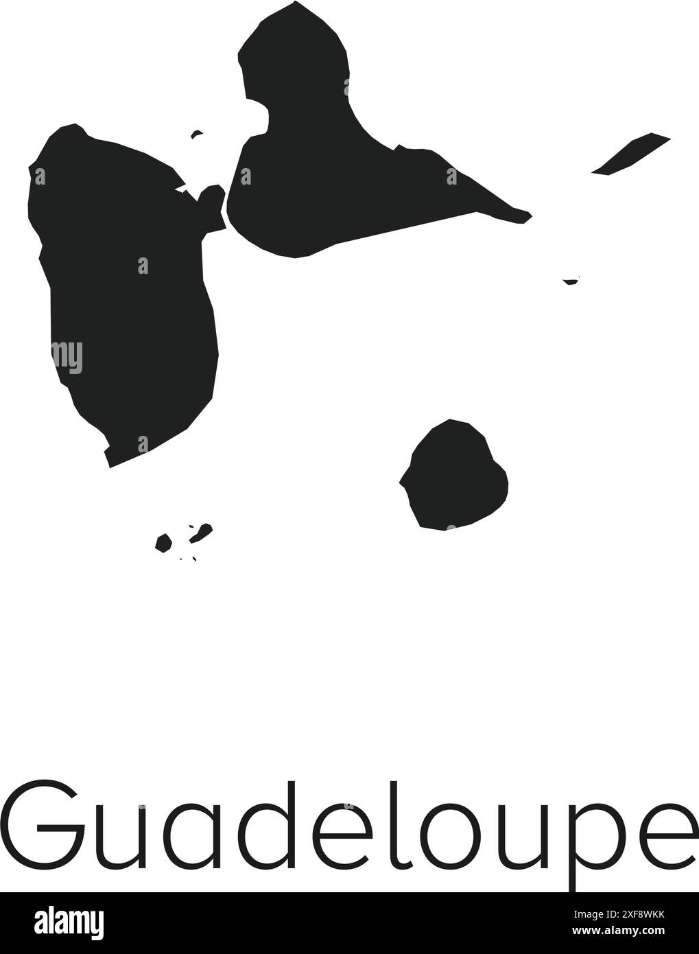 Guadeloupe Map Vector Illustration Silhouette, Outline, Guadeloupe